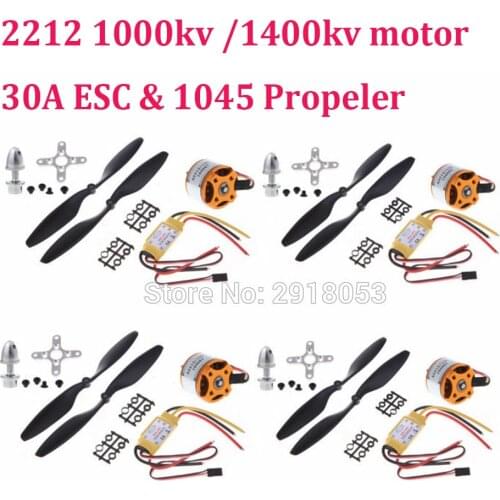 4Pcs A2212 1000KV / 1400kv Brushless Outrunner Motor & 30A Brushless ESC & 1045 Ptopeller for F450 S500 S550 Multi-totor