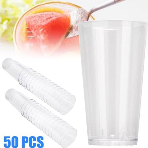50pieces/set 90ml 30z Plastic Cup Disposable Cake Dessert Shooter Cups Cube Salad Sauce Container Cups Sample Dish Tray