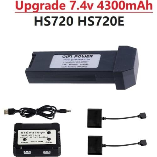 7.4v 4300mAh Battery for HS720 HS720E Drones Rechargeable Battery With Charger For HS720 RC Quadcopter Drone spare parts NEW
