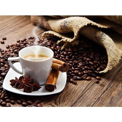 Diamond painting coffee,mosaic diamond,coffee bean and cup,diamond painting full