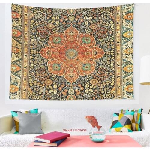 Antique Persian Mohtashem Kashan Rug Print tapestry Wall Tapestry Wall Hanging Wall Decor Blanket Bedding Curtain Throw