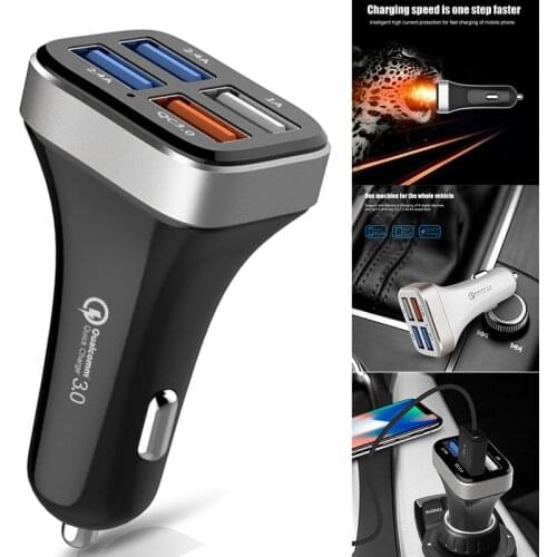 Car Mobile Phone Charger Quick Charge 3.0 4 USB Port Adapter Fast Charging Accessories JR Deals