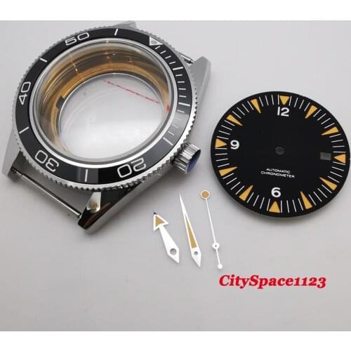 41mm Ceramic Bezel Watch Case Dial hands Fit ETA 2836 Miyota 8205/8215 DG 2813 Movement