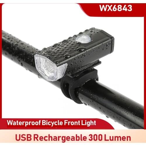 Bike Light USB Rechargeable 300 Lumen 3 Mode Bicycle Front Light Lamp Bike Headlight Cycling LED Flashlight Lantern Accessories