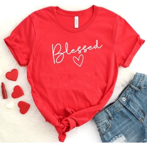 Blessed Funny Graphic 90s Aesthetic Women Tshirt Fashion Christian 100% Cotton Female Clothing Crew Neck Short Sleeve Top Tees