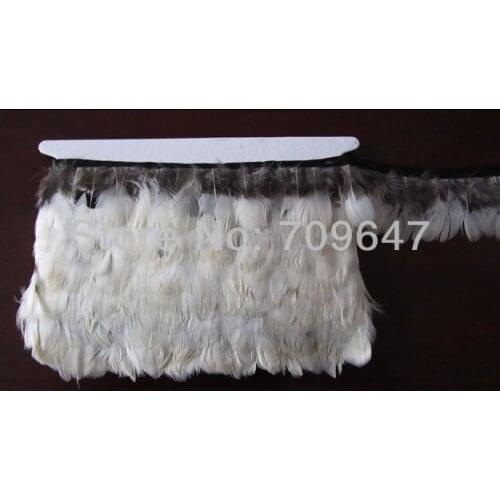 Hot!Veren!10Meters/Lot Height5-6cm Natural WHITE Round Lady Amherst Pheasant Plumage Feather Trim Fringe