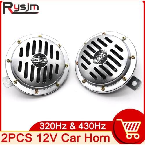 Loud car horn speaker Motorcycle Siren Dual Tone Electric Pump Loud Air Horn 12V Off-road Grille Horn adapter Silver Universal