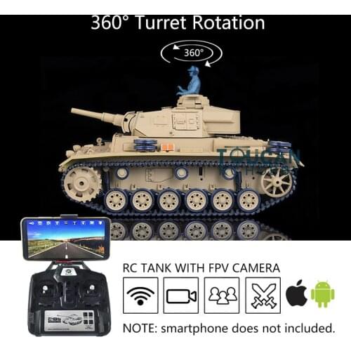 Henglong 1/16 6.0 Plastic Panzer III H FPV RC Tank 3849 Gearbox 360° Turret TH16134