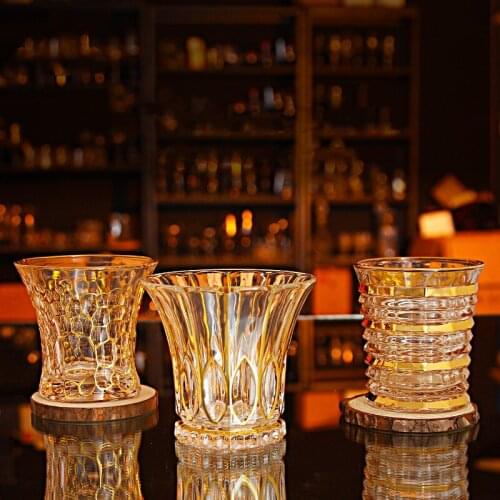 Whisky Crystal Glass Drinking & Gold Edge Champagne Cup Cocktail Glasses Originality Wedding Gift Eco-Friendly Transparent Color