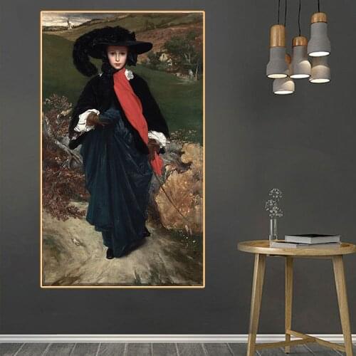 Citon Canvas Art Oil Painting Frederic Leighton《Portrait of May Sartoris》Art Poster Picture Modern Wall Decor Home Decoration