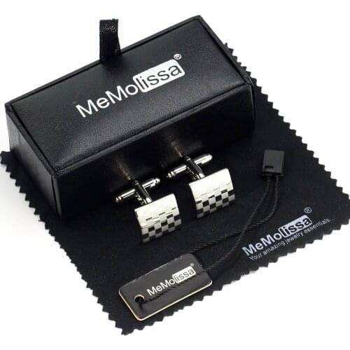 MMS Laser Square Cufflinks For Mens Luxury Quality With Display Box | Wiping Rag and Tag | Shirt Cuff Links Gift