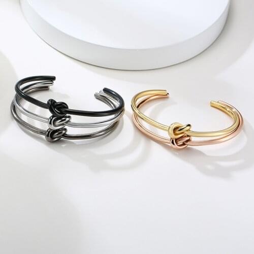 Modyle Trendy Round Circular Open Knot Cuff Bangle Bracelets For Women Elegant Gold Color Jewelry Noeud Armband Pulseiras