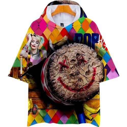 T-shirt hoodie Birds of Prey print T Shirt Men O Neck Mens splice T Shirt Stranger Things Summer Cool harajuku