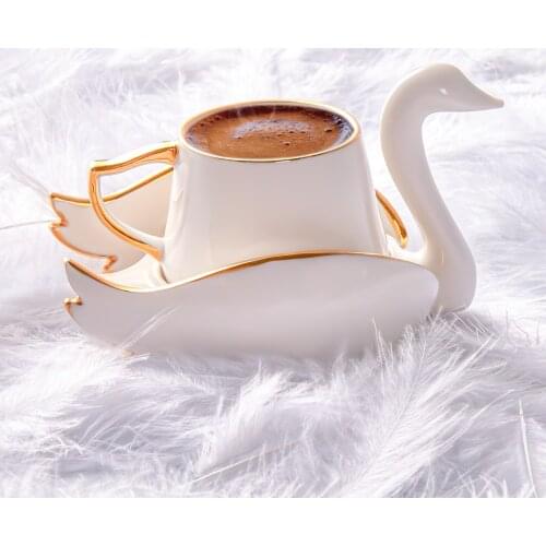 WONDERFUL MAGNIFICENT Roe Swan Set of 2 Coffee Cups FREE SHIPPING