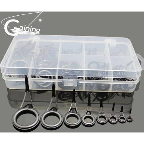75pcs8 Size Stainless Steel Ceramics Spinning Rod Guides Spare Parts Repair Fishing Rod Guide Repair Kit Set Fishing Accessories