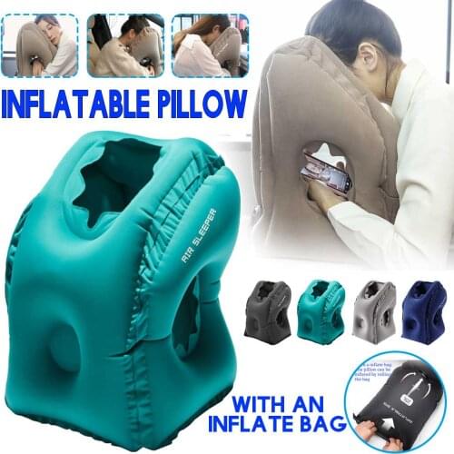 Inflatable Air Pillow Travel Pillow Air Bolster Frontal Comfortable Sleep Plane Car Soft Cushion Trip Foldable Blow Neck Pillow