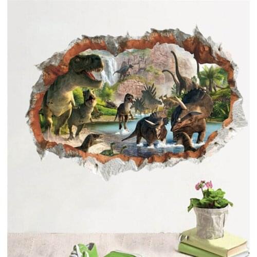 Jurassic Park Wall Stickers 3d Dinosaur Stickers For Kids Room Living Room Home Decor Diy Cartoon Nursery Movie Mural Art PVC