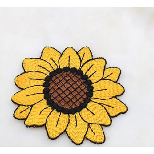 Sunflower Patch 2.5 Inch Sew On Embroidery High Quality Heronsbill Badge For Denim Backpack Jeans Clothes