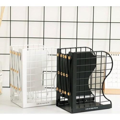 Desktop Retractable Iron Bookshelf Office Book Block Student Storage Book Desktop Organizer Grid Adjustable Creative Book Stand