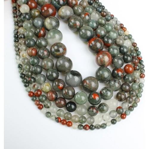 Natural Gem Fashion African Bloodstone Round Bead Loose Pearl Men and Women Jewelry DIY Necklace Bracelet Jewelry Accessories