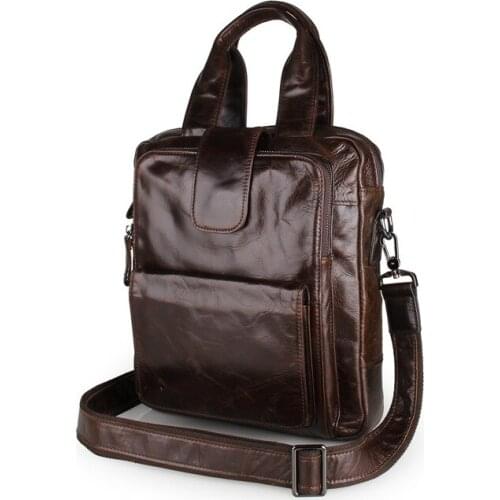 Nesitu High Quality Grey Coffee Genuine Leather A4 Men Messenger Bags Briefcase Portfolio Male Bag for ipad M7266