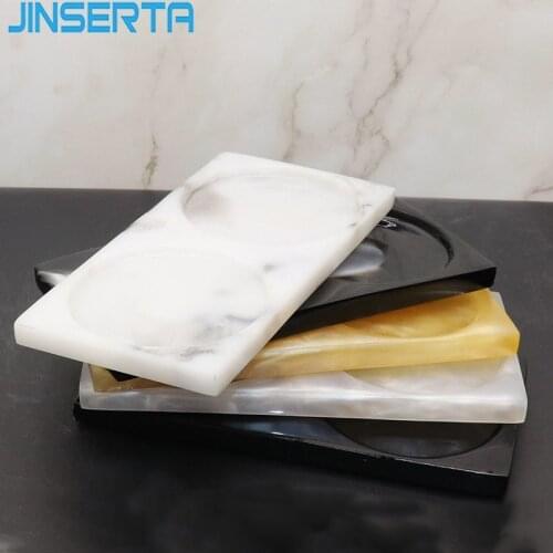 JINSERTA Marbled Storage Tray Resin Tea Coffee Milk Tray Home Living Room Office Meeting Room Restaurant Saucer Decorative Tray