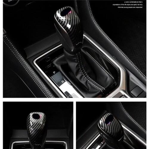 QHCP Car Styling Inner Shift Knob Gear Head Cover Cap Trims Sticker ABS Carbon Fiber Accessories For Subaru Forester XV2019-2021