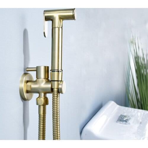 Handheld Bidet Spray Shower Set Toilet Sprayer Douche kit Bidet Faucet Brushed Gold Bathroom Toilet Bidet