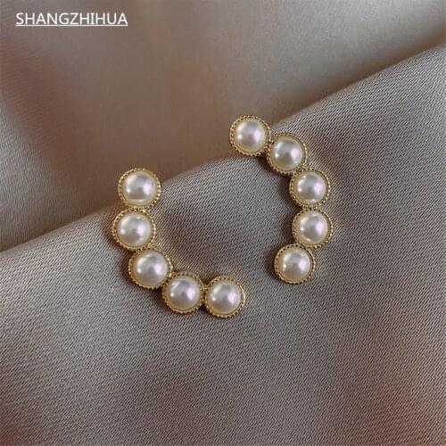 SHANGZHIHUA Classic simple fashion pearl earrings for women 2021 new high-class luxury girls unusual jewelry accessories