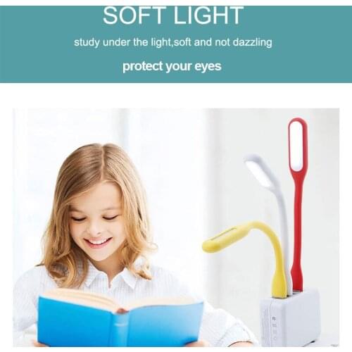 1.2w Silicone Baby USB LED Night Light Bedroom Portable Mini Book Reading Lamp Gift for Children with Independent PP Bag Packing