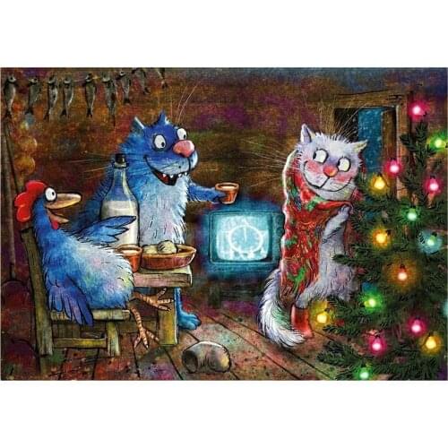 Blue Cat Chicken 5D Mosaic Square/Round Rhinestone Embroidery Cartoon Needlework Diamond Painting Cross Stitch Home WG2534