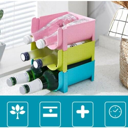 Refrigerator Anti-Fall Overlap Storage Rack Glass Beer Bottle Drink Holder Drawer Beverage Box Can Dispenser Space Saving Tray