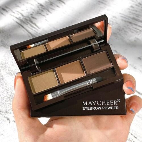 Tricolor eye shadow nasal eyebrow powder forms a palette of womens beauty cosmetics eye and nose eyebrow makeup set