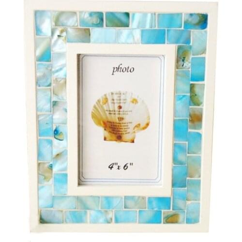 Pack/5 Units) Fashionable 5 pcs Handcrafted Ocean Decor 4x6" Seashell Picture Photo Frames YSPF-015