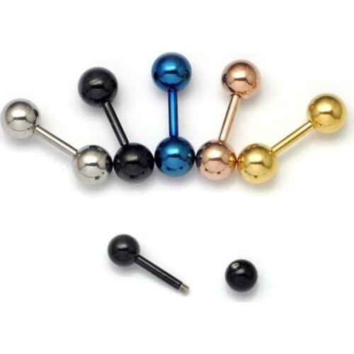 Retro 3 4 5 mm Mens Stainless Steel Ball Barbell Ear Piercing Studs Earrings Black Golden Sale Fashion 1Pair