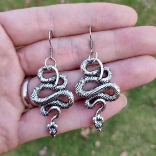 Vintage Snake Dangle Earrings Serpent Earring Witch Pagan Jewelry