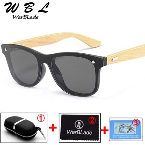 WarBLade 2019 Wooden Sunglasses Men Bamboo Sunglass Hot Women Brand Design Sport Gold Mirror Sun Glasses with Original Box New