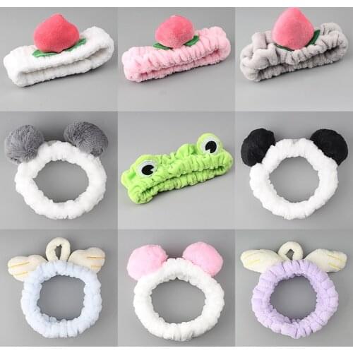 Plush Hair band Cute Animal Frog Plush Ball Peach Girl Elastic Hair band Ladies Wash Face Makeup Headdress Hair Accessories Gift