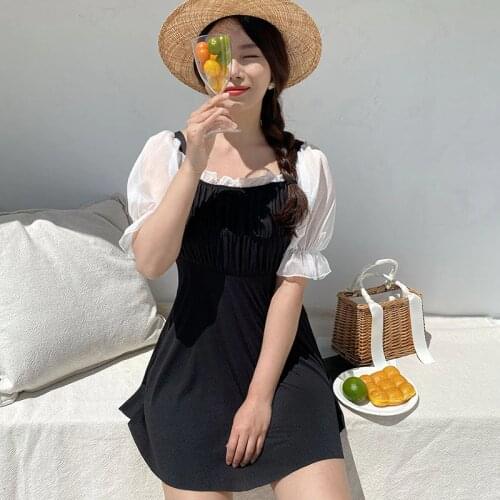 Retro Swimwear Women One Piece Surfing Plus Size Swimsuit Dress Korea Mayo One-piece Girl Slimming Sexy Swim Suit Vintage Beach