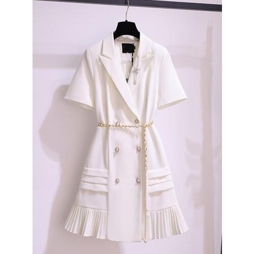 Bella 2021 NEW Plus Size Short Sleeve Blazer Dress Summer Female Work Suit Dress Purple sukienka midi куртка платье white dress