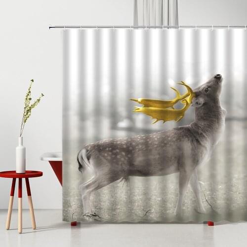 Animal Sika Deer Shower Curtain Modern Bedroom Curtains Anti-Mold Bathroom Curtains Bathroom Decoration Polyester Shower Curtain