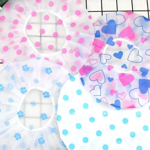 1PC Color Lace Style Color Random Waterproof Shower Cap Thick Elastic Shower Cap Ladies Shower Cap Hair Salon Bathroom Products