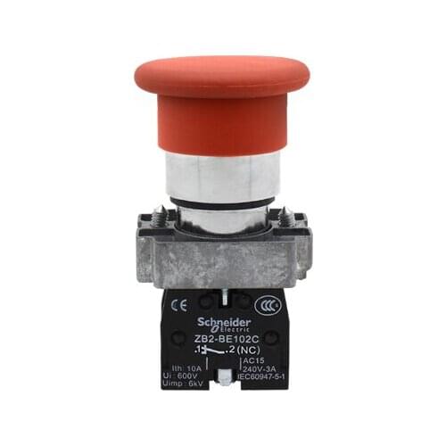 10 pieces of Genuine Schneider Schneider Metal mushroom head button switch XB2BC42C XB2-BE102C