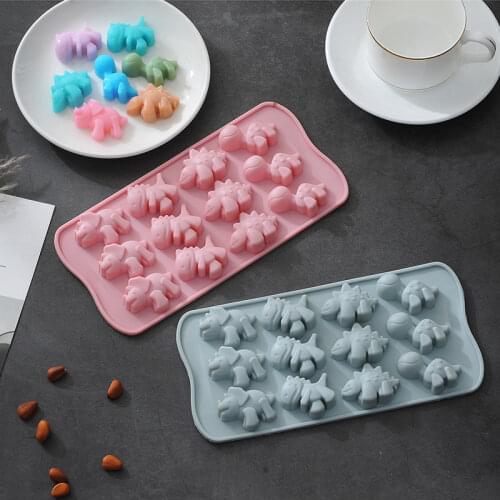 12 / even DIY cake silicone mold chocolate fudge jelly ice tray mold cartoon dinosaur mold cake decoration kitchen baking tools