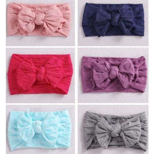 30Pcs/lot Newest Style Baby Cable Knit Wide Nylon Headbands,Knotted Hair Bow Ribbed Headband,Children Girls Hair Accessories