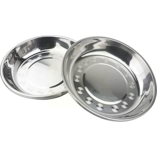 18cm Steel Thick Flat Round Dish Tray Non Stick Pizza Flat Silver Bakeware Plate Dinner Plates Tools Metal Cake Plate T1M8