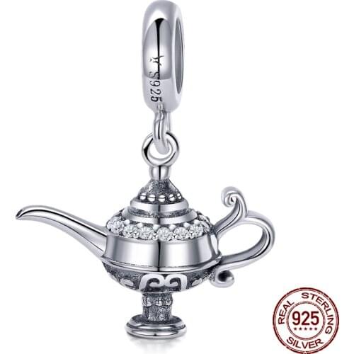 2 color Aladdins lamp necklace pendant fit Pandora bracelet charm 925 sterling silver charms for women original jewelry DIY