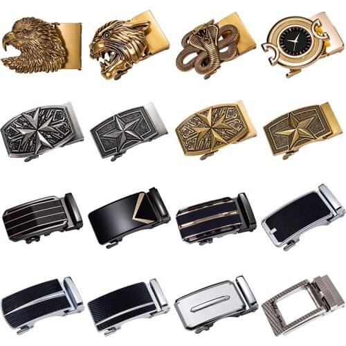 2019 New Fashion Mens Business Alloy Automatic Buckle Unique Men Plaque Belt Buckles for 3.5cm Ratchet Men Apparel Accessories