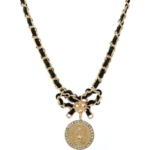 2021Necklace Vintage Metal Chain Chokers Necklaces for Women Leather Crystal Coin Necklace Punk Jewelry Gothic Colliers