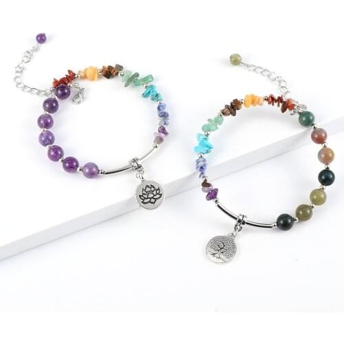 7 Chakra Bracelet For Men Women Original Design Natural Stone Beads Yoga Lotus OM Charm Bracelets Hand Cuff Bangles 2020 Jewelry